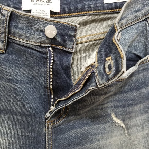 Victoria's Secret PINK shorts 4 NWT High-Waisted Cut Off jean denim distressed - Picture 11 of 13